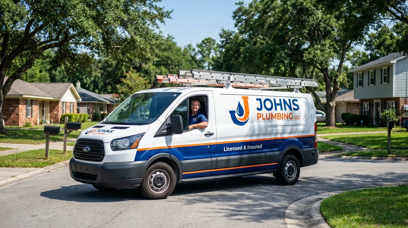 Johns Plumbing LLC service van in Atwater, CA