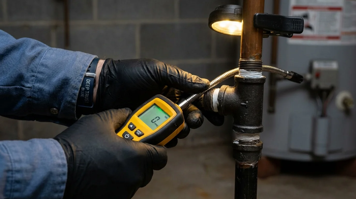 Gas leak detection with electronic sniffer by Johns Plumbing LLC in Atwater
