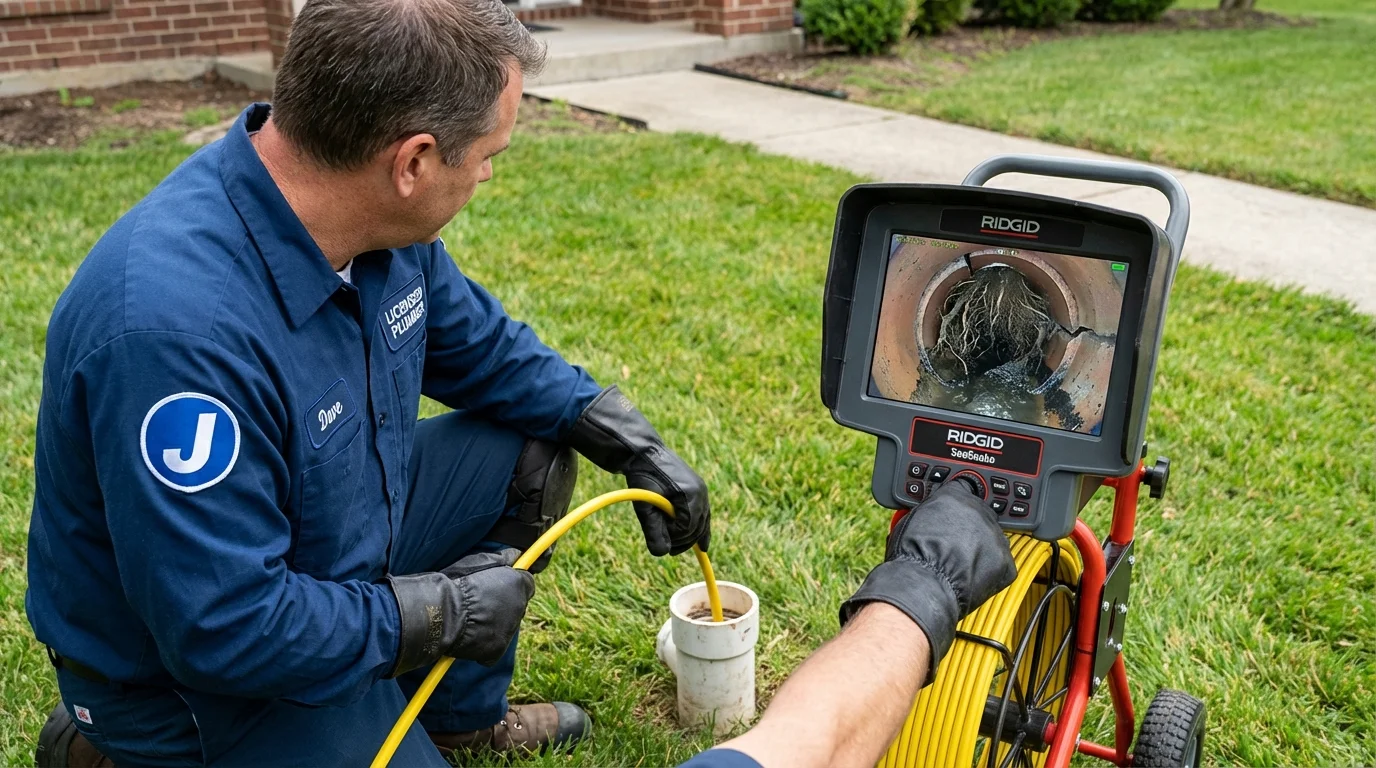 Sewer camera inspection being performed by Johns Plumbing LLC in Atwater